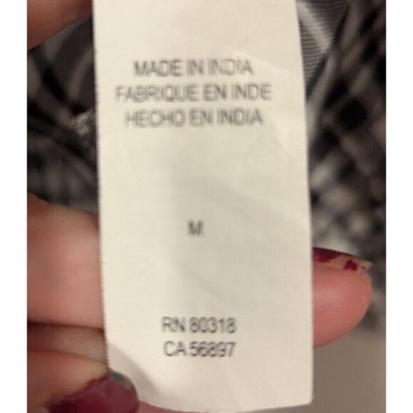 LUCKY BRAND Women's black white check‎ Long Sleeve Blouse Sz M prairie western - Picture 5 of 7